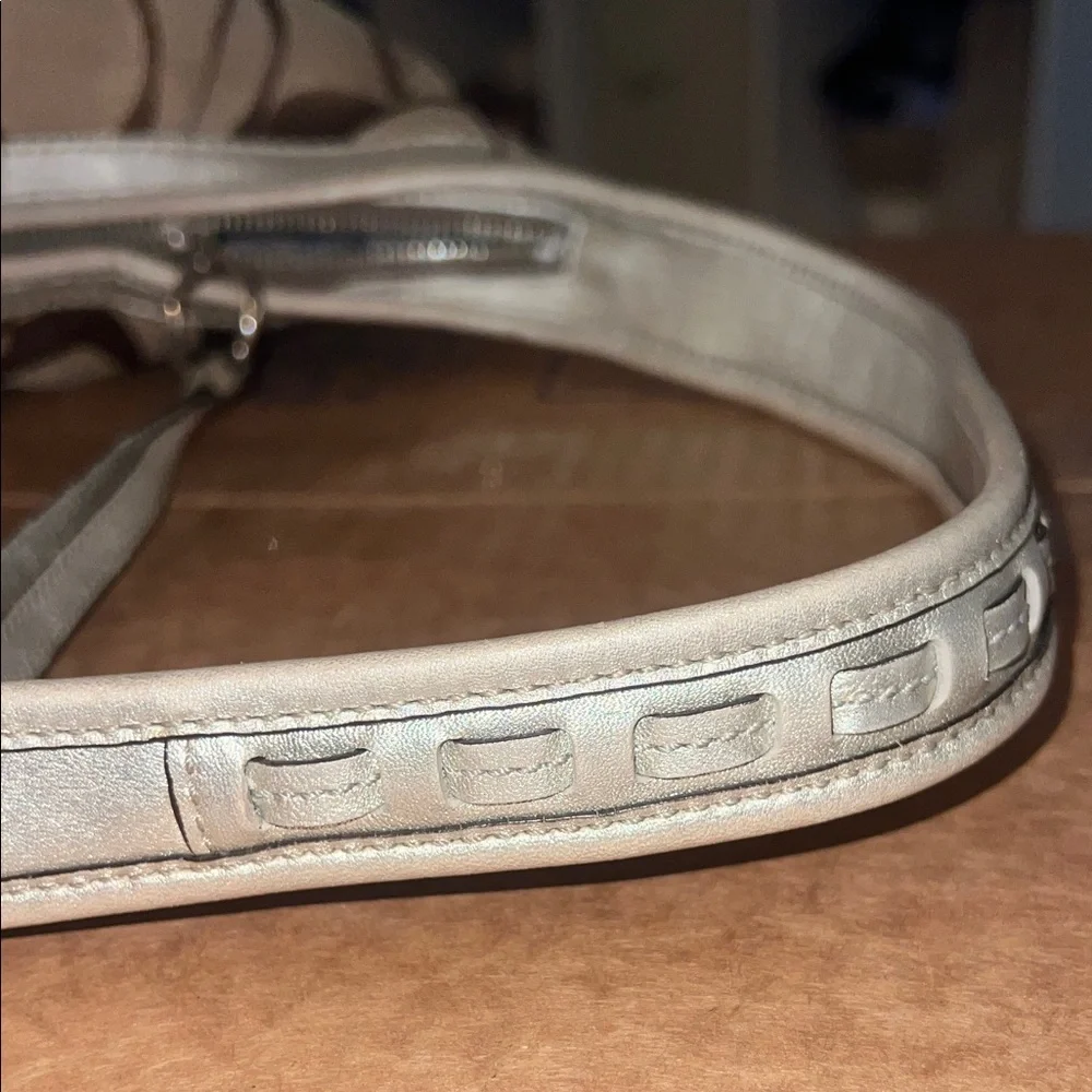 Coach Gold and Silver Monogram Hobo Y2K 2000s Pleated Shoulder Bag - Picture 5 of 11